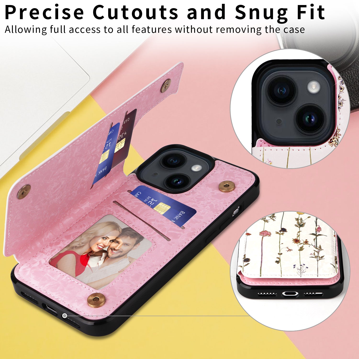 For iPhone 14 Case Pattern Printing Card Slots Phone Shell with Kickstand For iPhone 14 Case Pattern Printing Card Slots Phone Shell with Kickstand